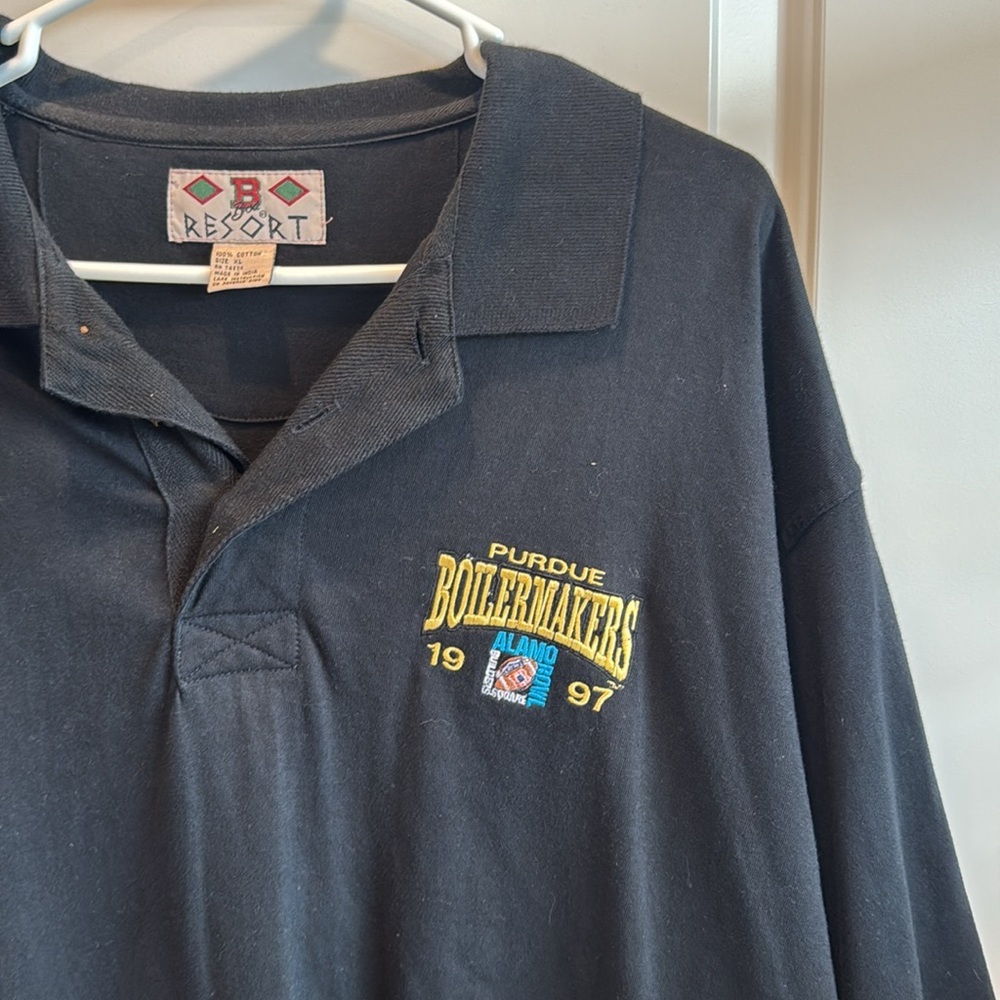 vintage black Purdue Boilermakers polo shirt from 1997 Almo Bowl size XL - tall - Picture 2 of 11